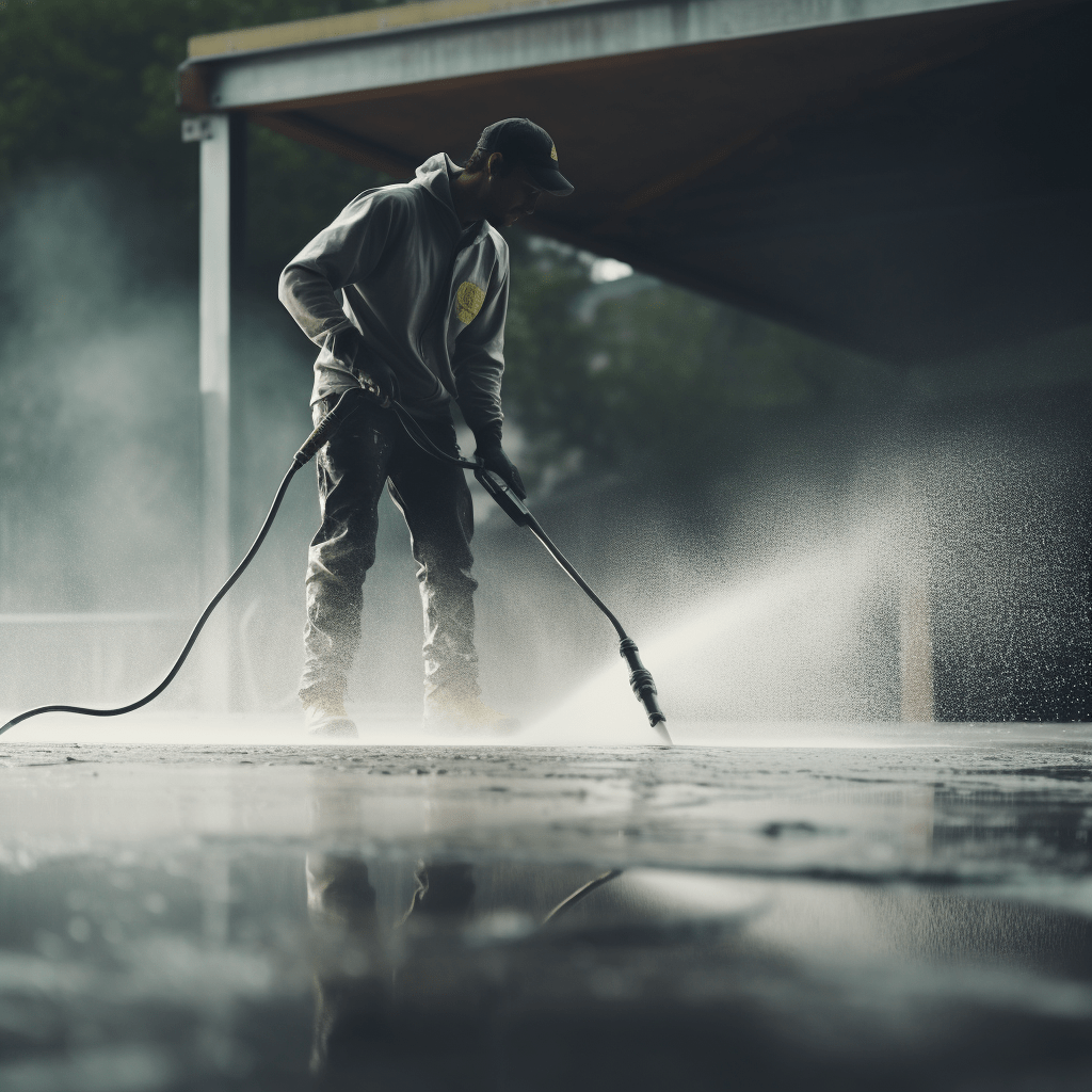 Pressure washer , washing concrete